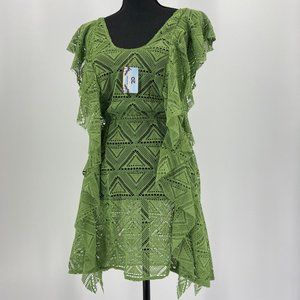 Crochet Swimsuit Cover Up Beach Dress Green S/M